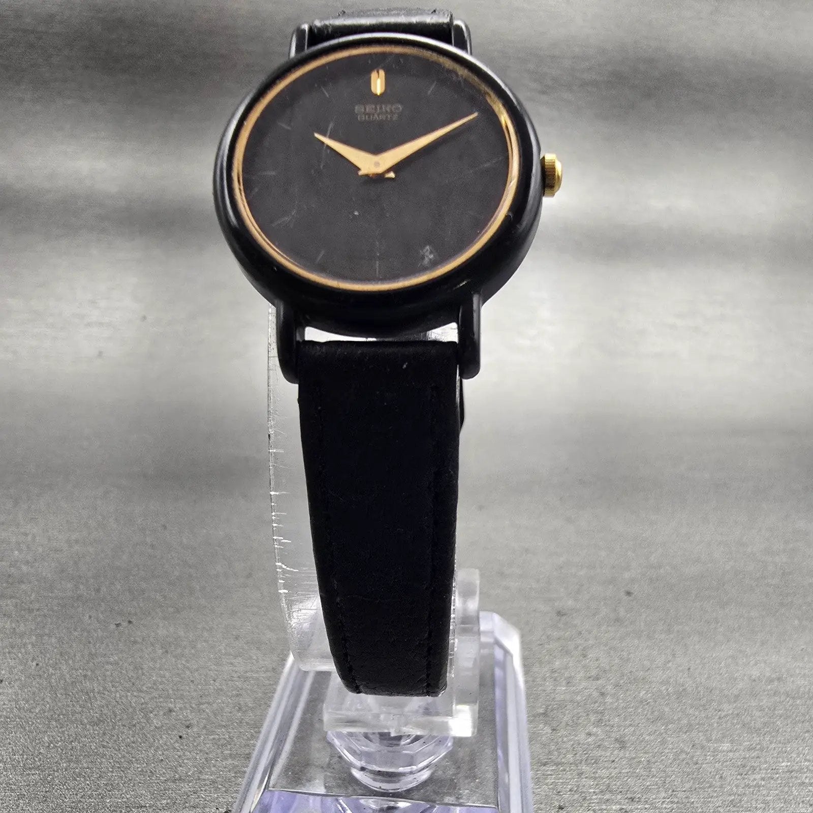 Seiko Watch Women 20mm Black Dial Black Tone Round 2Y00-0G49 New Battery Vintage5