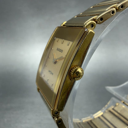Rado Diastar Tank Watch Women 18mm Champagne Dial Gold Tone 153.0283.3 New Batt2