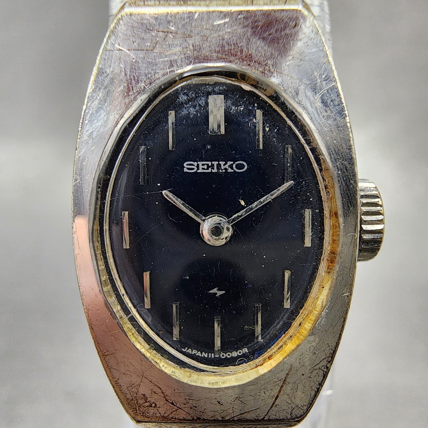 Seiko Watch Women 15mm Blue Dial Silver Tone Manual Wind Rectangle 11 Runs1