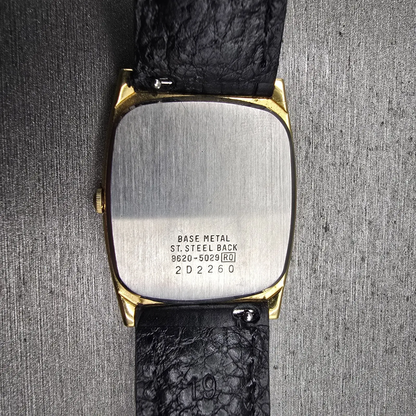Seiko Watch Men 28mm Gold Dial Gold Tone Rectangle 8620-5029 New Battery Vintage10