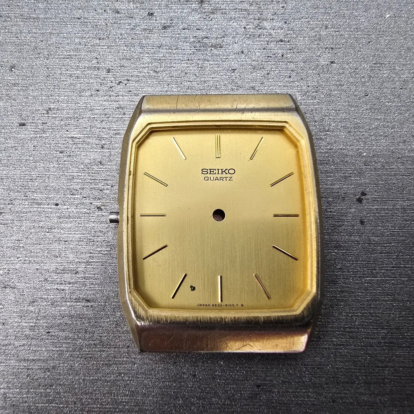 Seiko 6530-5080 Watch Case & Dial Champagne Dial Gold Tone Rectangle 27mm READ!!0