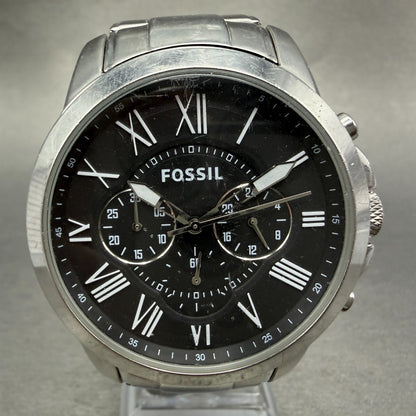 Fossil Grant Chronograph Watch Men 44mm Black Dial Steel FS4736 New Batt0
