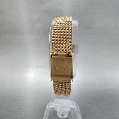 Citizen Watch Women 26mm Champagne Dial Rose Gold Tone Round Mesh Ban EZ700351X7