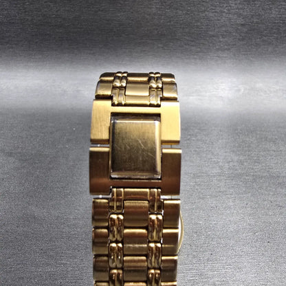 Seiko Watch Men 33mm White Dial Gold Tone Round 5Y94-7029 New Battery Vintage7