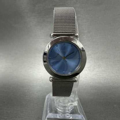 Skagen Watch Women 25mm Blue Dial Silver Tone Round Mesh Band 107SSSI New Batt5