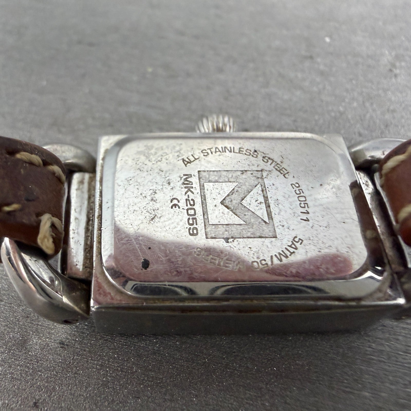 Michael Kors Watch Women 18mm Silver Dial Steel Rectangle MK-2059 New Battery9