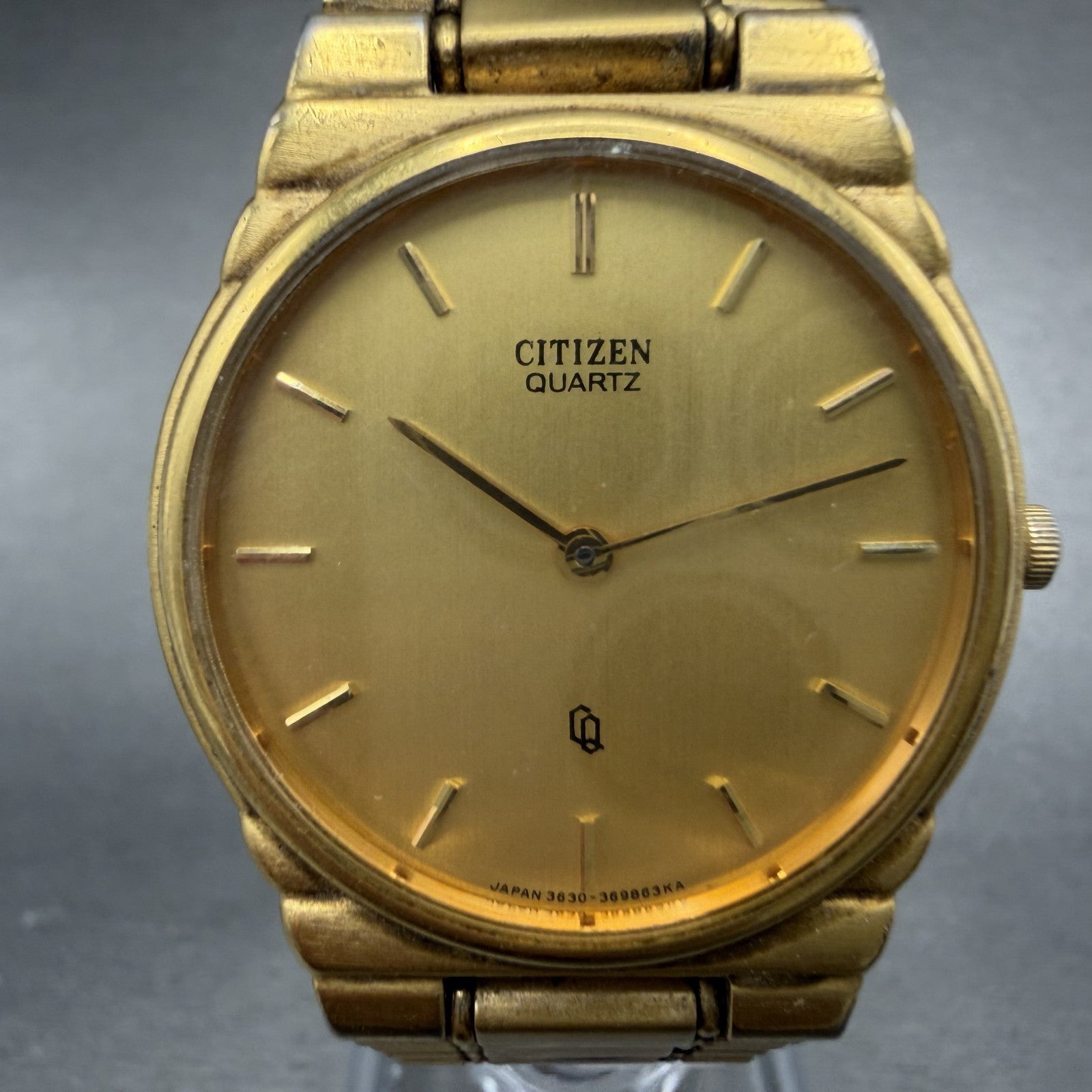 Citizen CQ Watch Men 30mm Gold Dial Gold Tone Round 3620-364228 New Battery1