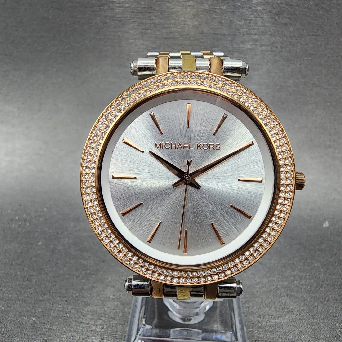 Michael Kors Darci Watch Women 39mm Silver Dial Two Tone Round MK3203 New Batt0