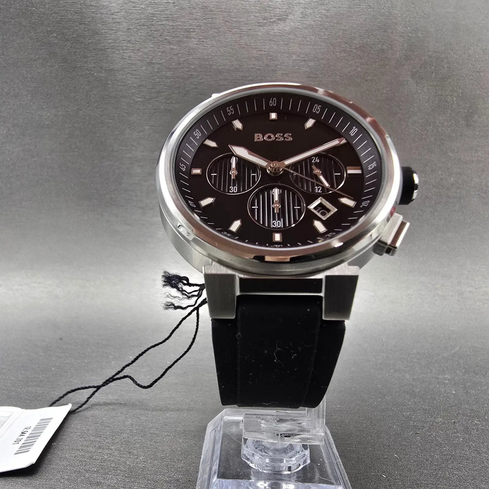 Hugo Boss One Chronograph Watch Men 44mm Black Dial Steel Date Round New Battery5