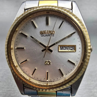 Seiko President Watch Men 35mm Silver Dial Two Tone Daydate 5H23-8020 New Batt1