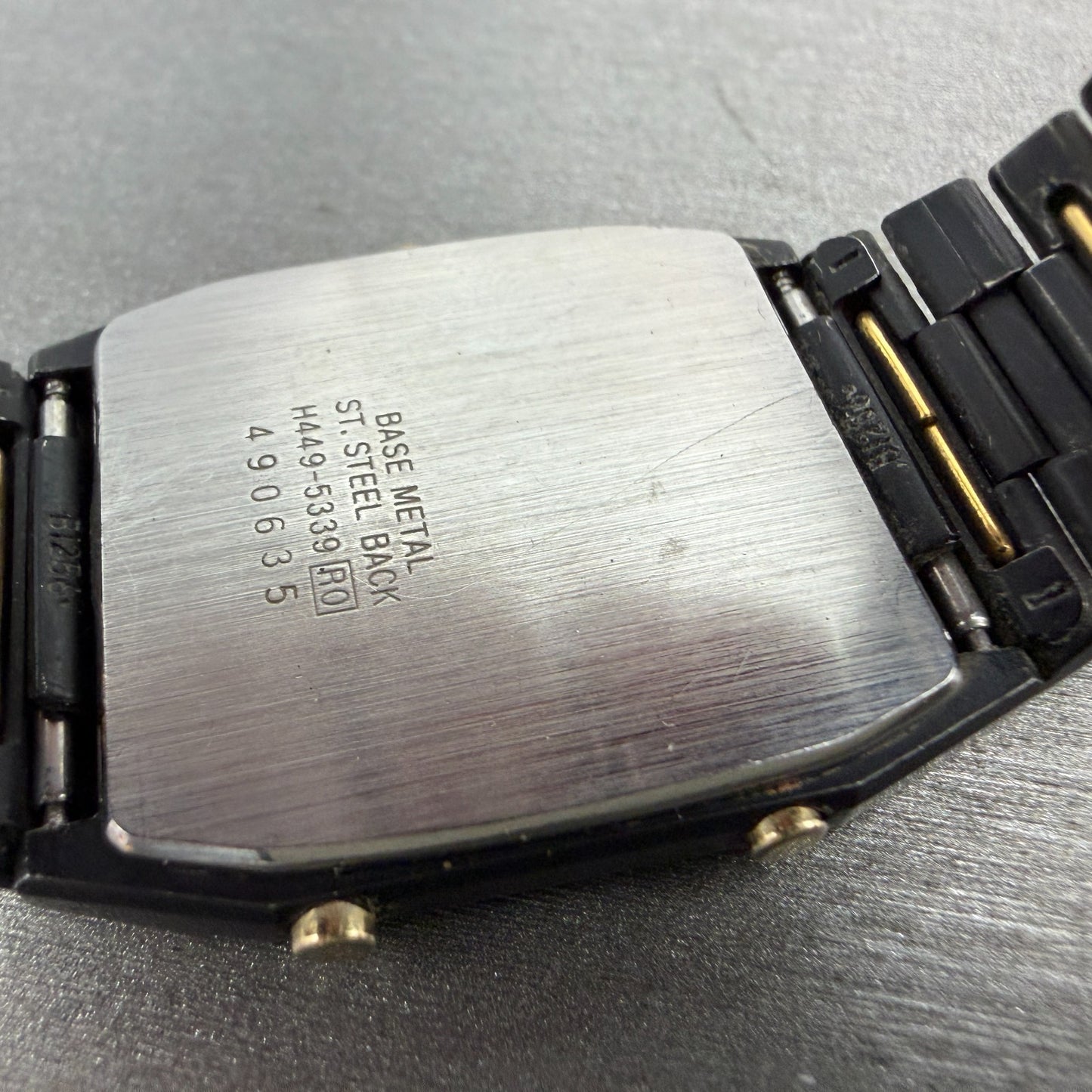 Seiko Analog Digital Watch Men 29mm Black Gold Alarm Chrono H449-5339 PARTS VTG10