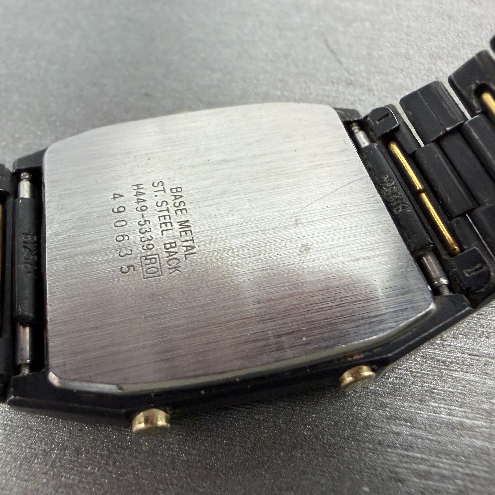 Seiko Analog Digital Watch Men 29mm Black Gold Alarm Chrono H449-5339 PARTS VTG10