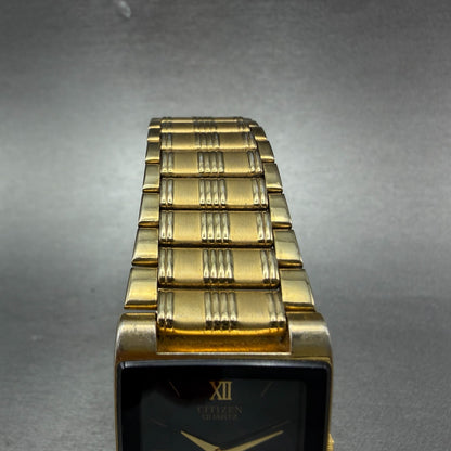 Citizen CQ Tank Watch Men 25mm Black Dial Gold Tone Rectangle 6020-G08334 PARTS5