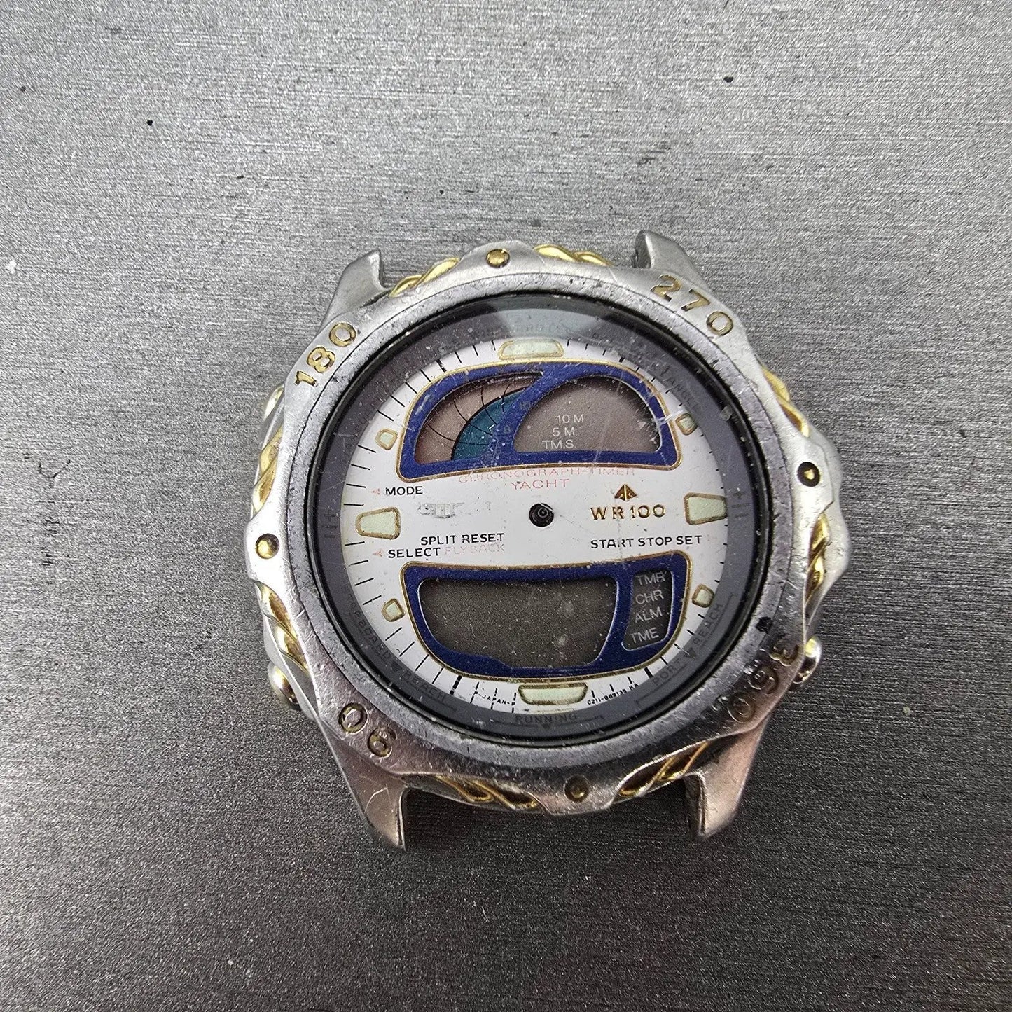 Citizen Yachtmaster C211 Watch Men 42mm Two Tone Alarm Chronograph Ana Digi PART0