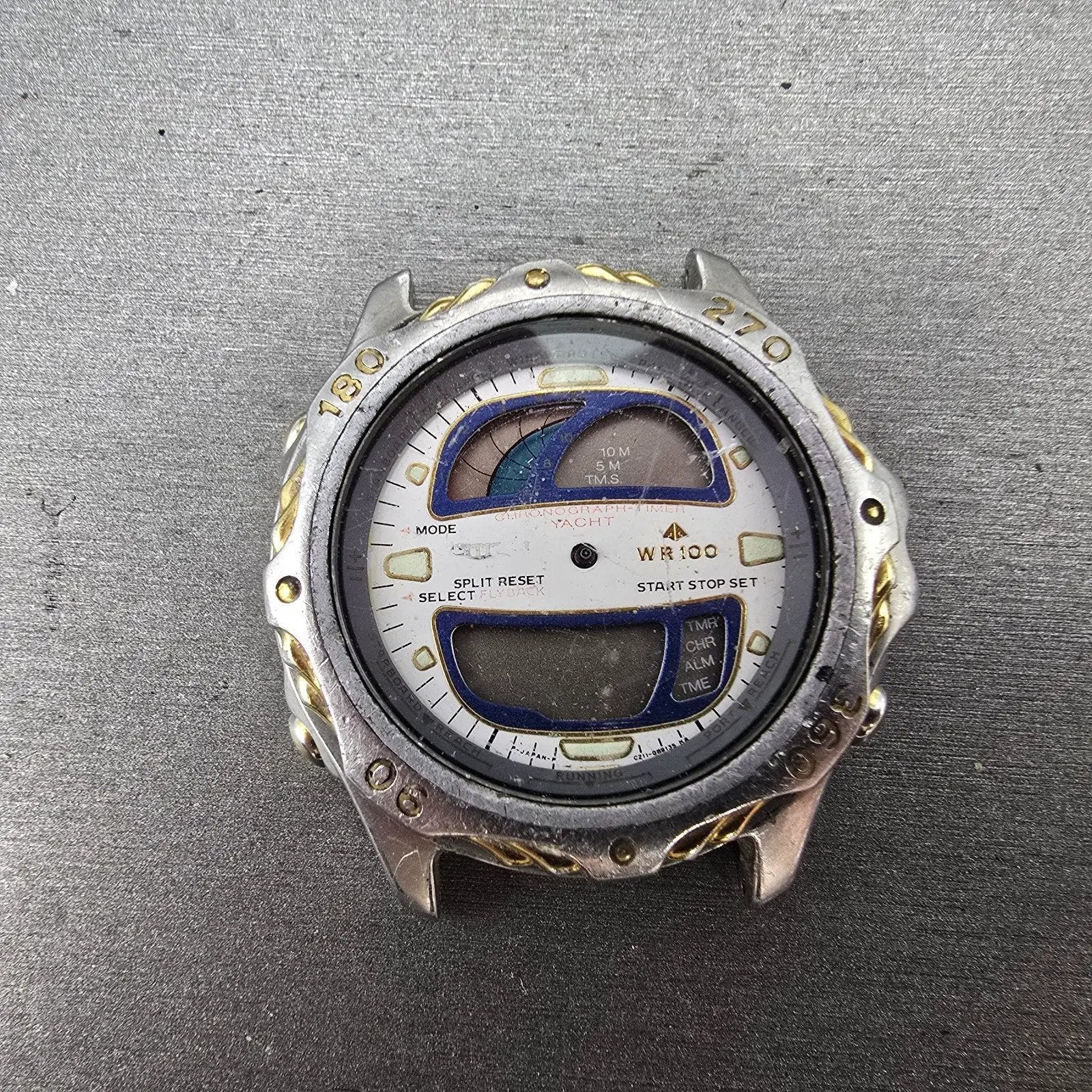 Citizen Yachtmaster C211 Watch Men 42mm Two Tone Alarm Chronograph Ana Digi PART0
