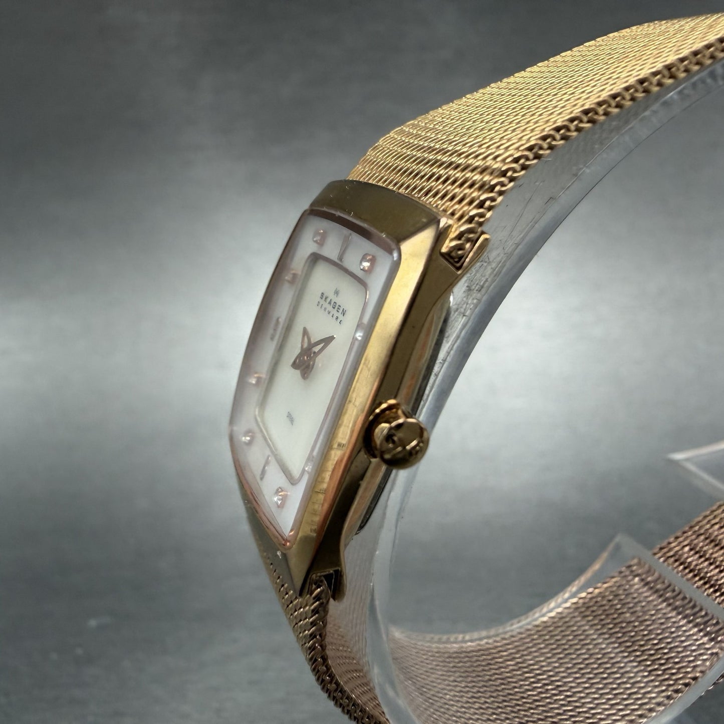 Skagen Tank Watch Women 21mm MOP Dial Rose Gold Rectangle 380XSRR1 New Battery2