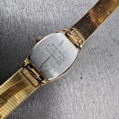 Seiko Watch Women 16mm Brown Dial Gold Tone Rectangle 2C20-5559 New Battery JP10