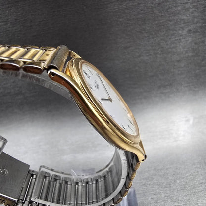 Seiko Lassale Watch Men 32mm White Dial Gold Tone Round 2F50-0700 New Battery3