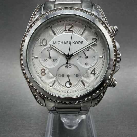 Michael Kors Blair Chronograph Watch Women 40mm White Dial Steel Date NewBat0