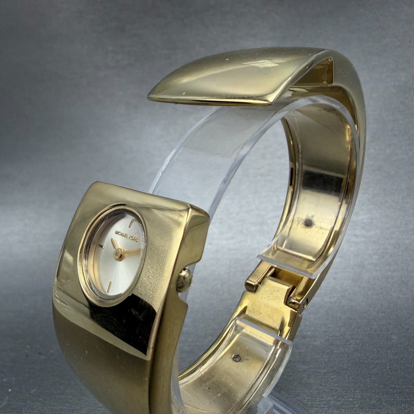 Michael kors Bangle Watch Women 28mm Champagne Dial Gold Tone MK-3497 New Batt2
