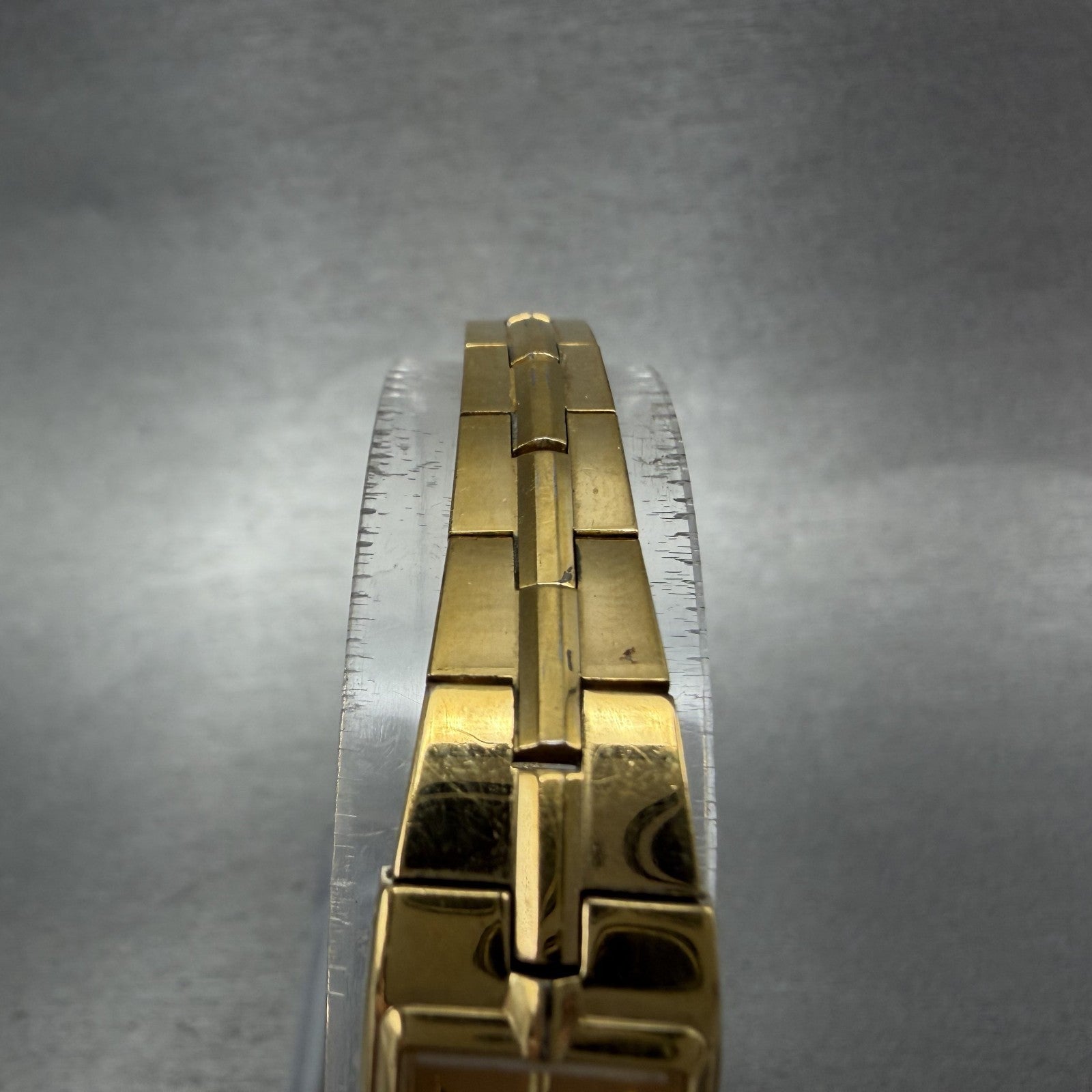 Seiko Watch Women 13mm Gold Dial Gold Tone Rectangle 2E20-7479 New Battery ABCD4