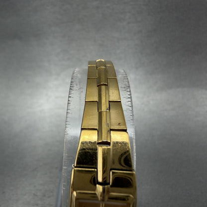Seiko Watch Women 13mm Gold Dial Gold Tone Rectangle 2E20-7479 New Battery ABCD4
