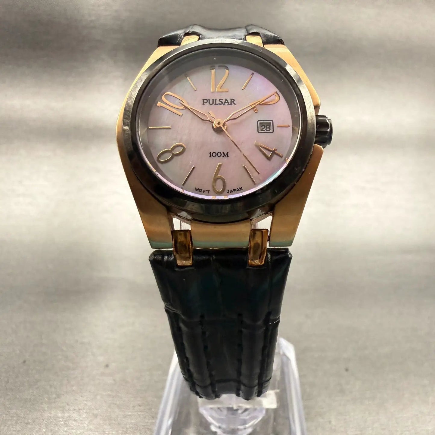 Seiko Pulsar Watch Women 29mm MOP Dial Two Tone Date Round VX32-X392 New Battery4