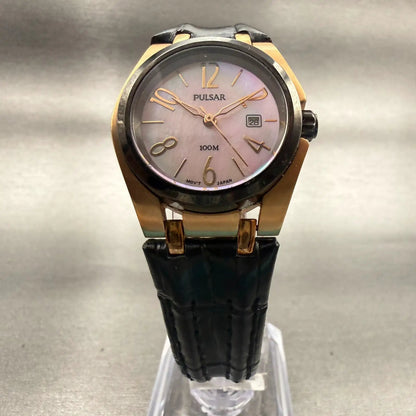 Seiko Pulsar Watch Women 29mm MOP Dial Two Tone Date Round VX32-X392 New Battery4