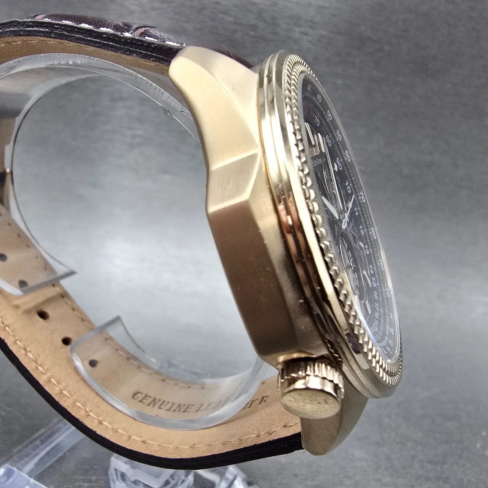 Citizen Eco-Drive Brycen Watch Men 48mm Brown Dial Rose Gold Chrono BL5403-03X3