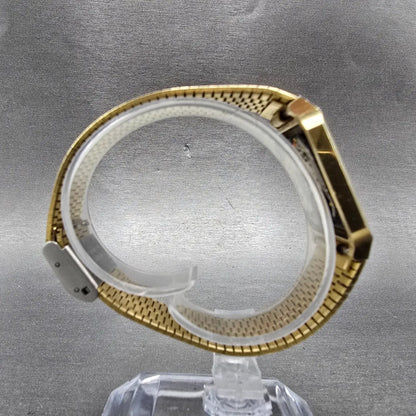 Seiko SX Tank Watch Men 26mm Black Dial Gold Tone Rectangle 5Y31A PARTS NO BACK9