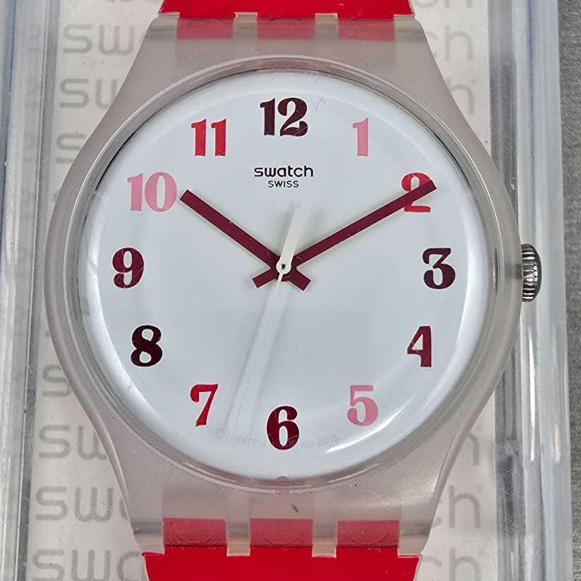 Swatch Tramonto Occaso Watch Men 41mm White Dial Clear Case SUOK138 New Battery1