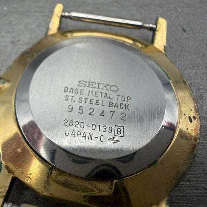 Seiko Watch Men 33mm Champagne Dial Gold Tone Round 2620-0139 PARTS Vintage7