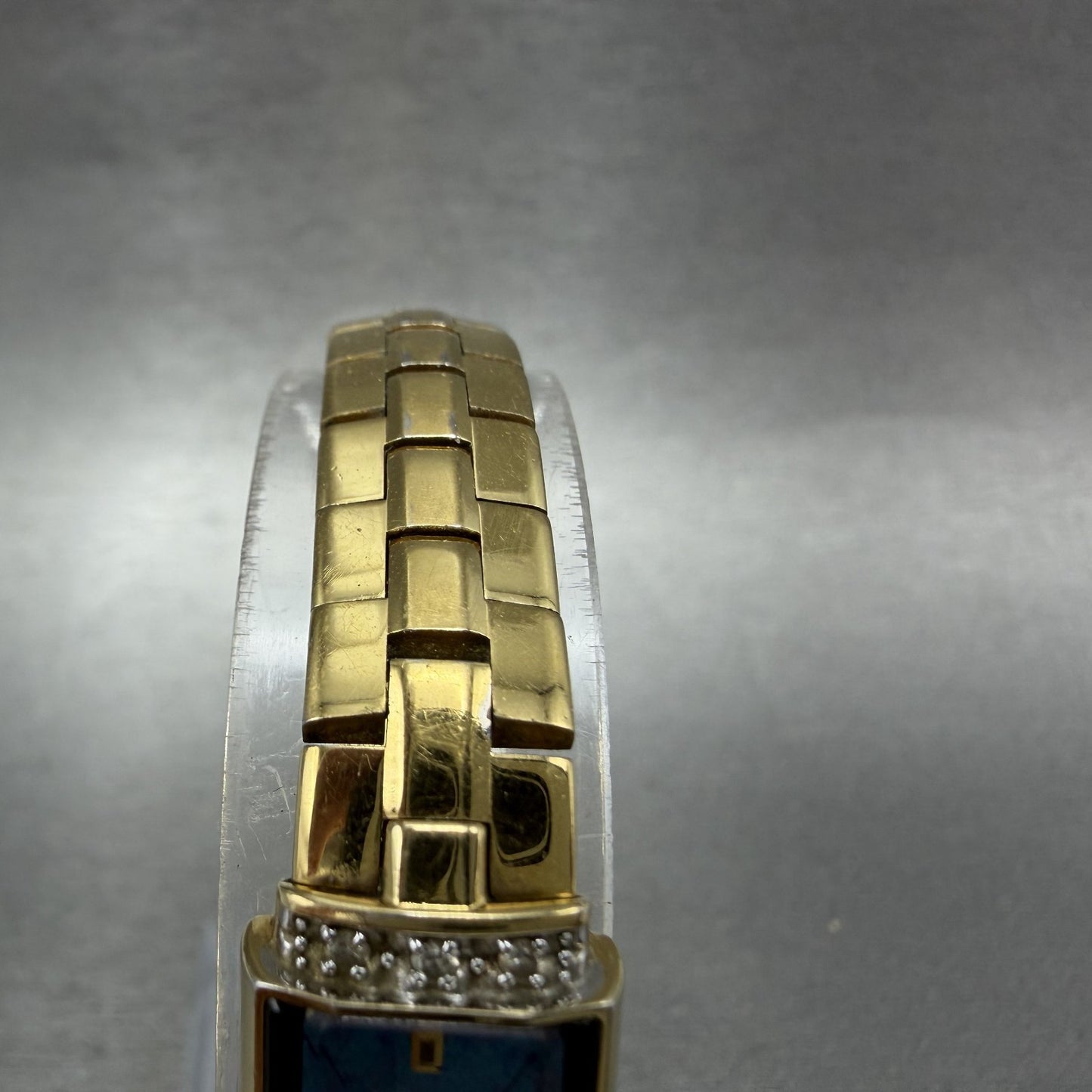 Seiko Lassale Tank Watch Women 13mm Blue Dial Gold Tone 2E206899 New Battery4