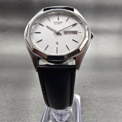 Citizen CQ Watch Men 35mm Silver Dial Silver Tone Daydate 6100-S16873 New Batt5