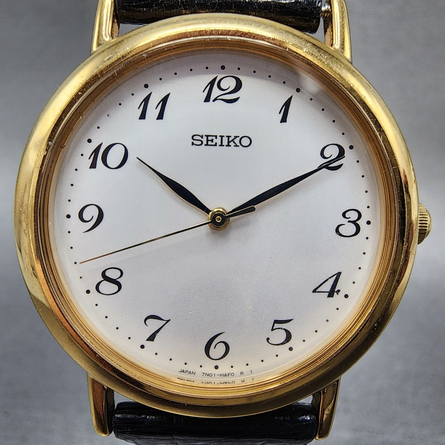 Seiko Watch Men 31mm Silver Dial Gold Tone 7n016890 New Battery1