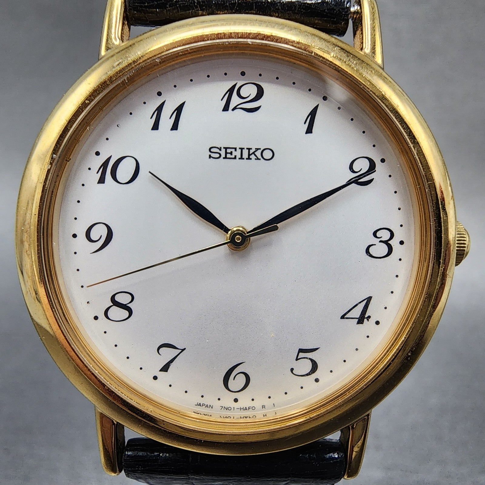 Seiko Watch Men 31mm Silver Dial Gold Tone 7n016890 New Battery1