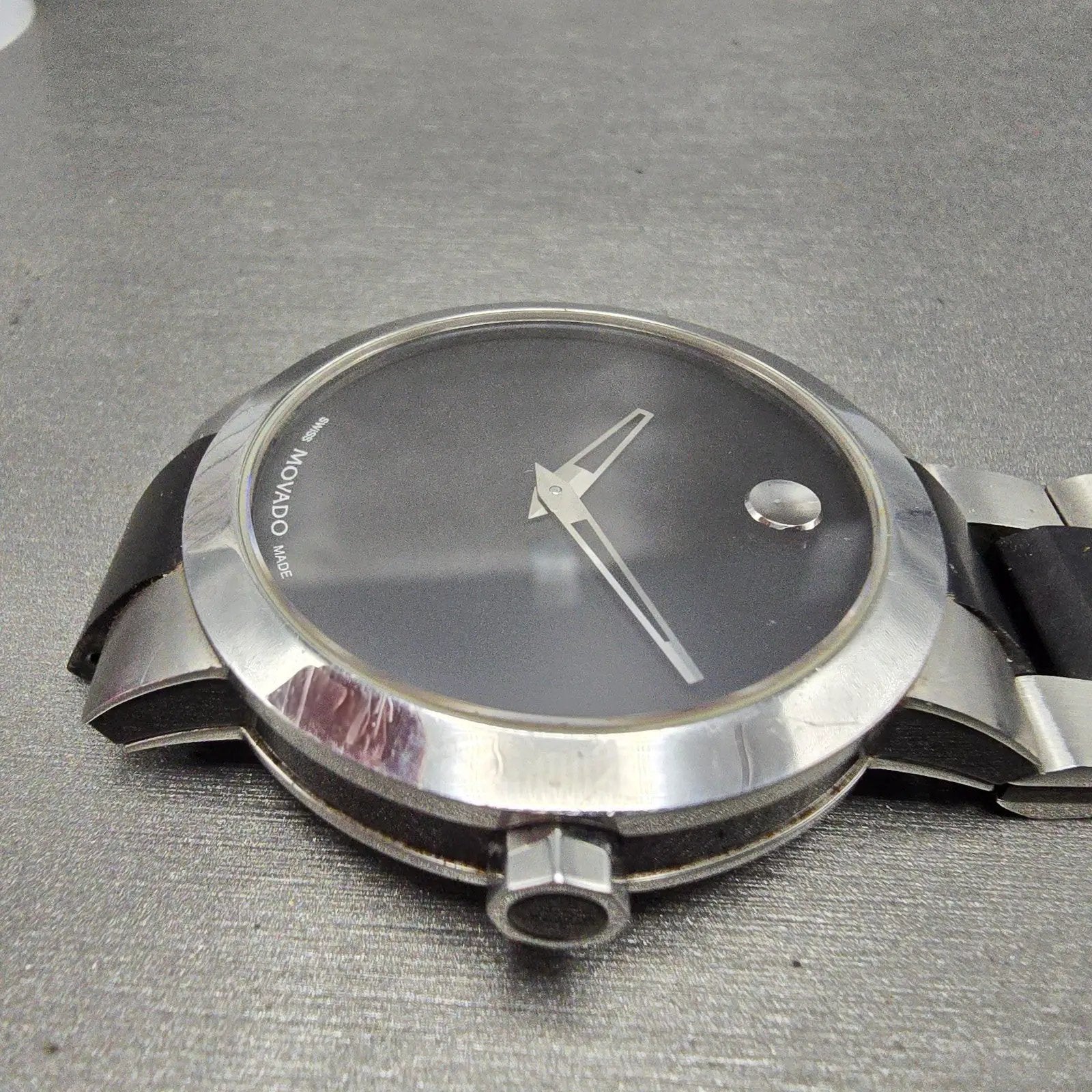 Movado Verto Watch Men 40mm black Dial Silver Tone 19 1 14 1089 New Battery3