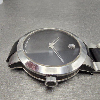 Movado Verto Watch Men 40mm black Dial Silver Tone 19 1 14 1089 New Battery3
