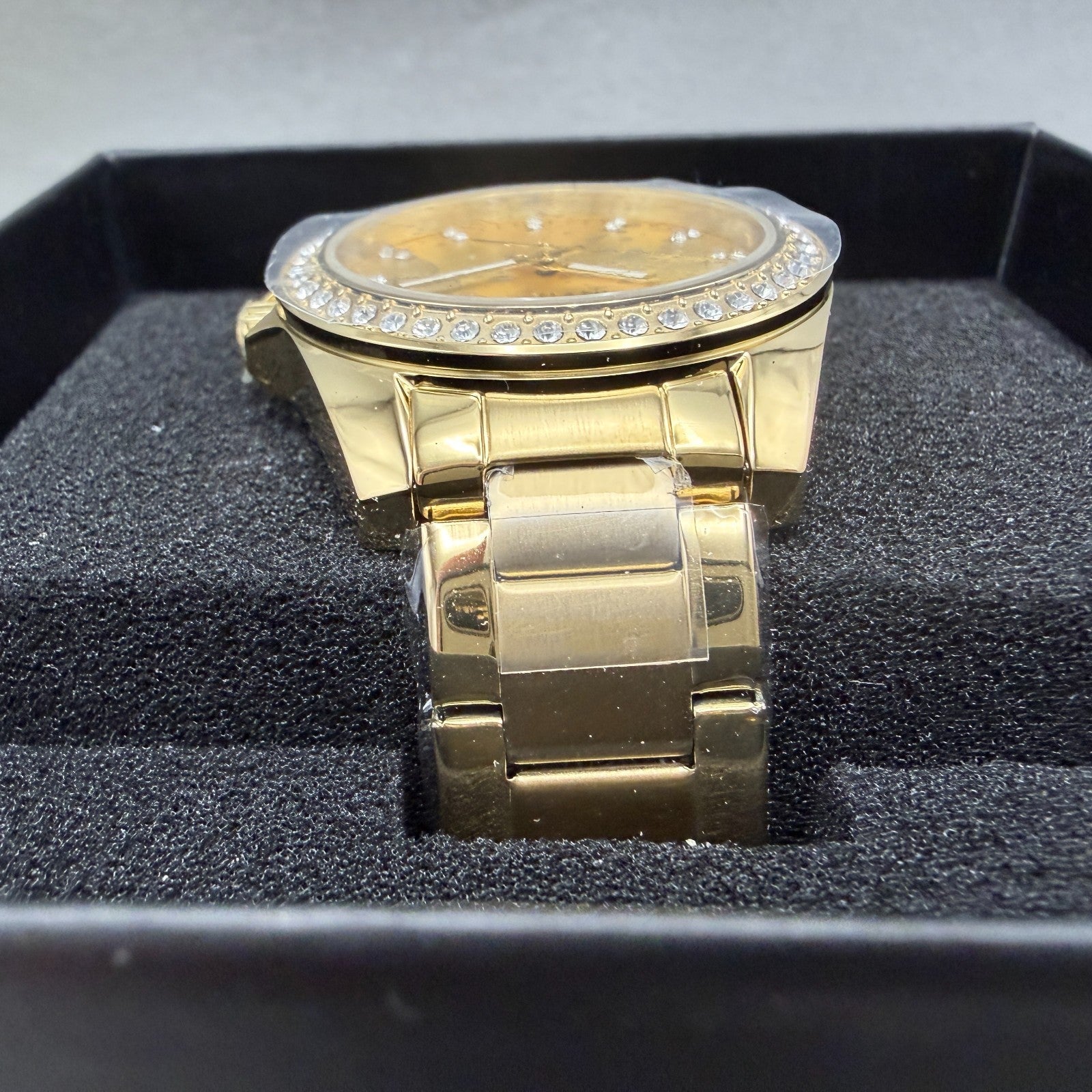 Invicta Angel Watch Women 38mm Gold Dial Gold Tone Date Round Crystal Bezel498473
