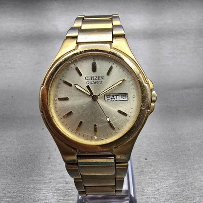 Citizen Watch Men 36mm Champagne Dial Gold Tone Daydate 2500-S99337 New Battery0