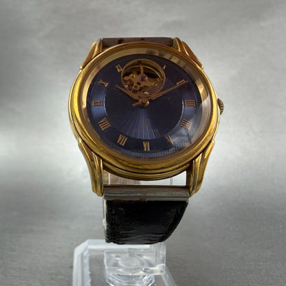 Givenchy Automatic Watch Men 34mm Blue Dial Gold Tone Round Swiss READ!!!!! Runs5