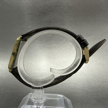 Seiko Dolce Tank Watch Men 26mm Black Dial Gold Tone Rectangle 5E31-5B90 PARTS7