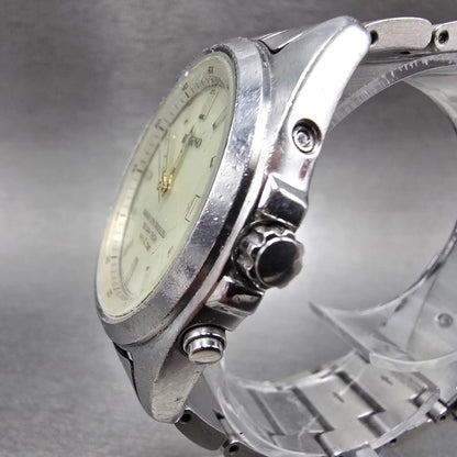 Citizen Reguno Atomic Solar Watch Men 38mm Cream Dial Silver Date PARTS JDM3