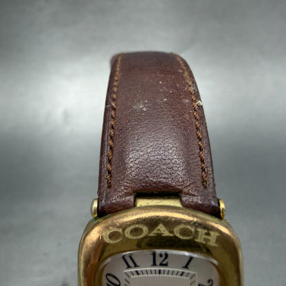 Coach Watch Women 21mm Silver Dial Gold Tone Rectangle W001 PARTS Vintage5