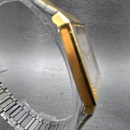 Seiko Tank Watch Men 25mm Gray Dial Gold Tone Rectangle 5P30-5C99 PARTS Vintage4