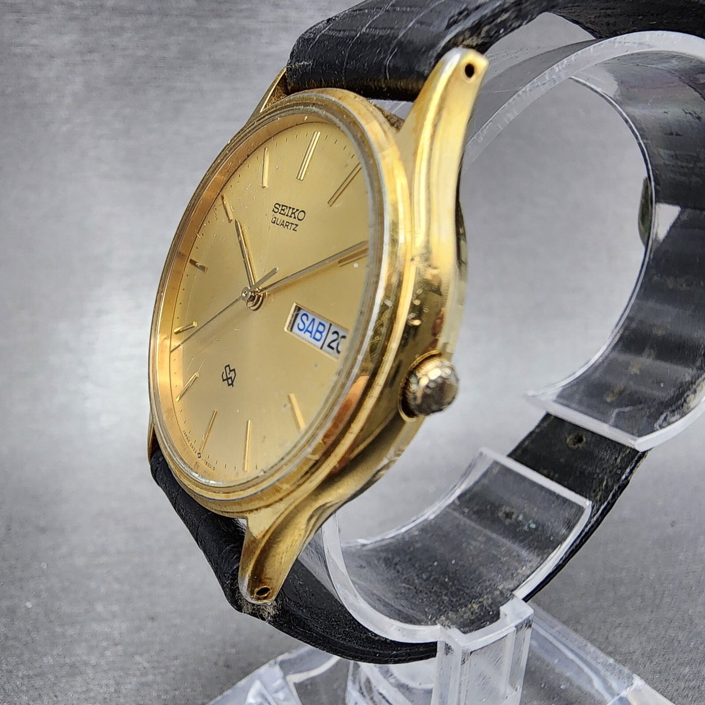 Seiko SQ Watch Men 33mm Gold Dial Gold Tone Daydate Round 5H237B09 PARTS3
