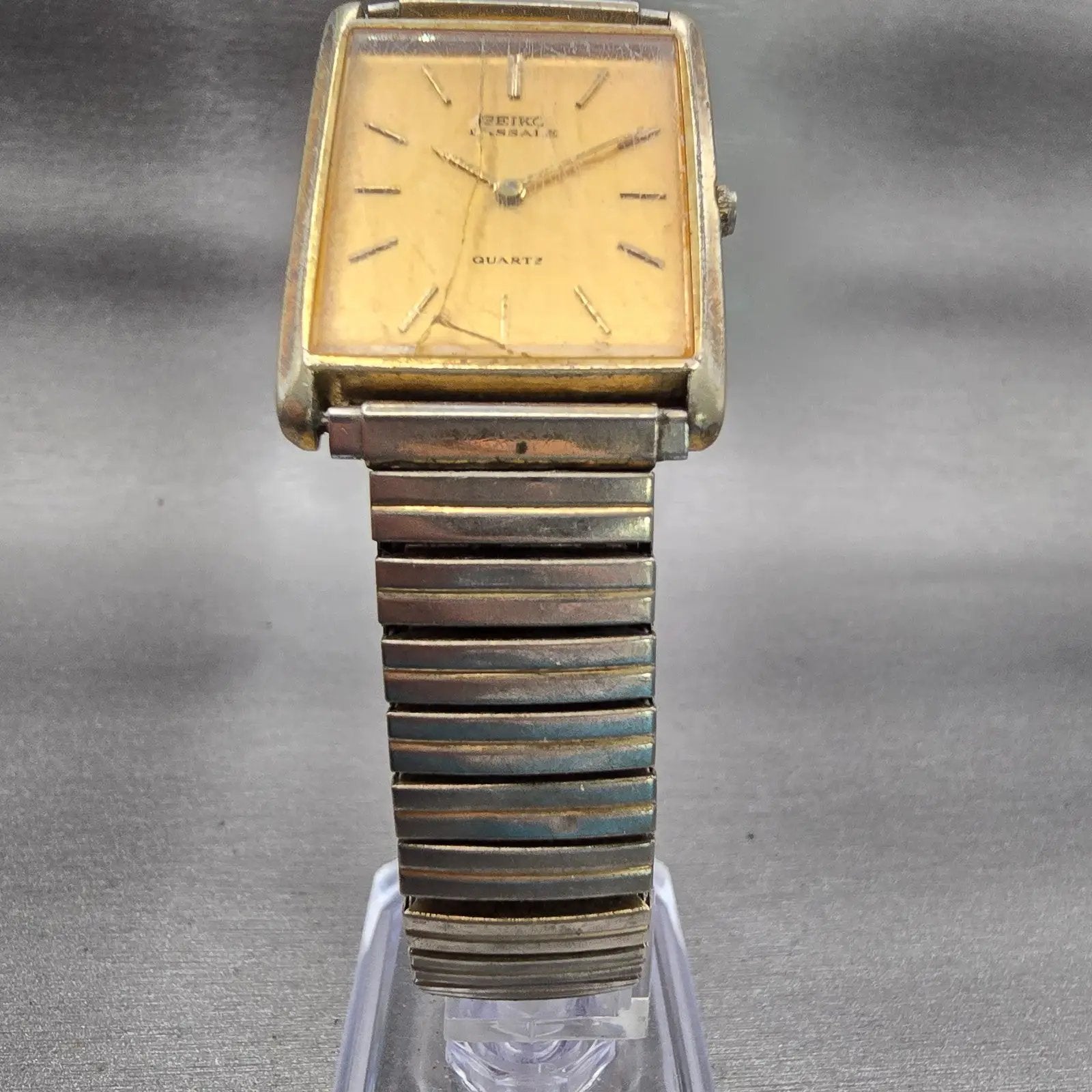 Seiko Lassale Watch Men 25mm Gold Dial Gold Tone VTG 6020-5059 New Battery READ5