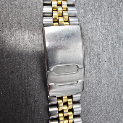 Seiko Bracelet 20mm Stainless Steel Two Tone Tri Folding Clasp VTG Japan3