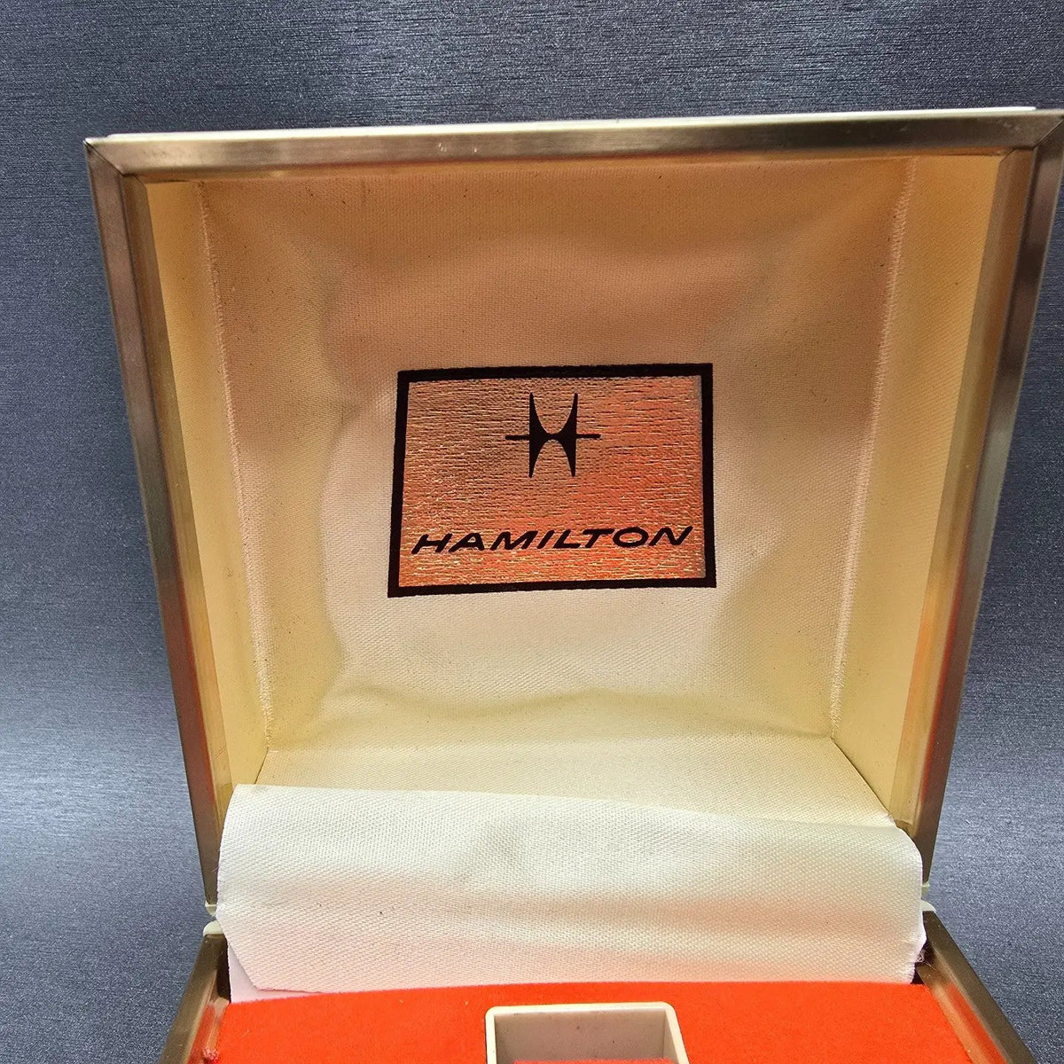 Hamilton Presentation Watch Box Case Orange Cream Vintage Square2