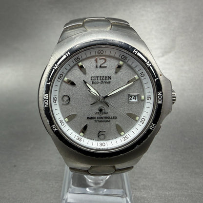 Citizen Eco-Drive Attesa Watch Men 40mm Gray Dial Titanium Atomic Round READ!!!!0